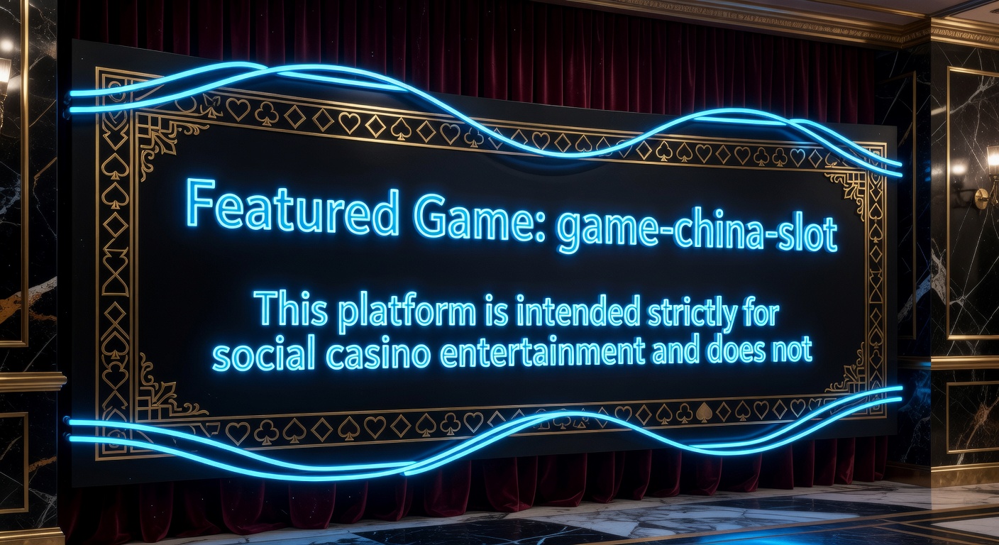 Play-money legal notice banner with dark luxury casino style and sky blue neon highlights
